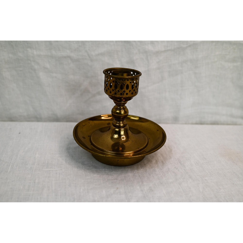 Vintage Brass Candlestick Holder Gold Victorian Antique Style 5 Inch
